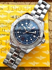Sharp 2004 Breitling Superocean Blue Dial Automatic Watch A17360 BOX & PAPERS