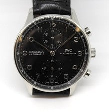 IWC Portugieser Chronograph 3714, Orig Guarantee Papers, Black Dial, IW371438