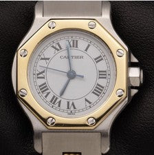 Cartier Santos Octagon 24mm 18K Yellow Gold & Steel Watch 0907
