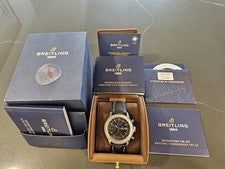 Breitling Navitimer 1 Chronograph GMT 46 Black Dial Leather Strap 46mm A24322