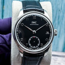 2017 IWC Schaffhausen Portugieser 43MM Black Dial Leather IW510202 8 Day Power
